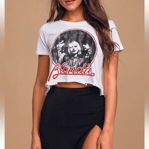 Blondie White Distressed Crop Top